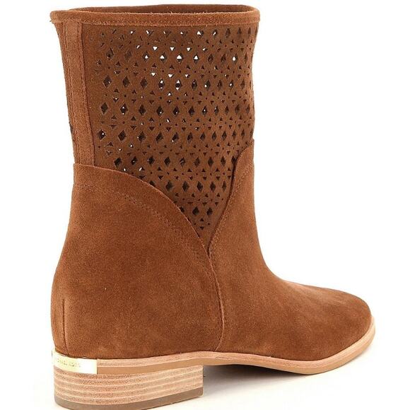 MICHAEL KORS Women’s Dark Caramel Sunny Suede Flat Ankle Booties Size 8M - Picture 3 of 15